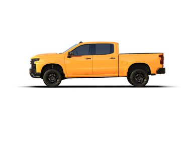 turuncu modern araba beyaz arka planda izole edilmiş 3 boyutlu görüntüleme