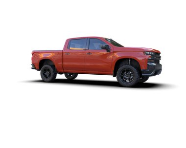 Pickup truck isolated on white background. 3d rendering - illustration