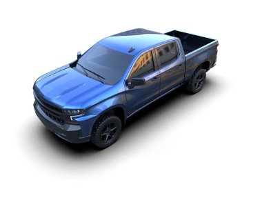 Pickup truck isolated on white background. 3d rendering - illustration