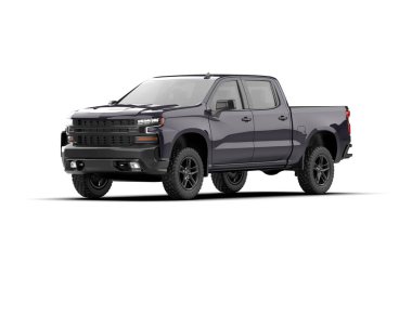 Pickup truck isolated on white background. 3d rendering - illustration