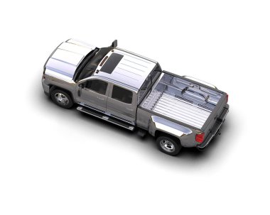 Pickup truck isolated on white background. 3d rendering - illustration