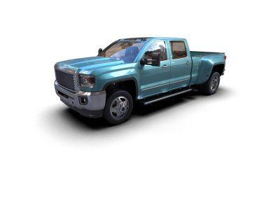 Pickup truck isolated on white background. 3d rendering - illustration