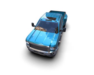 Pickup truck isolated on white background. 3d rendering - illustration