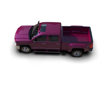 Pembe küçük modern kamyon beyaz arka planda izole edilmiş. 3d resimleme.