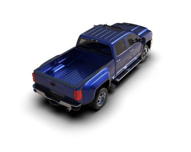 mavi ticari bir kamyon beyaz bir sırt grubunda nakliye ve mal için