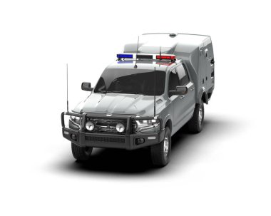 Yoldaki beyaz polis arabası.