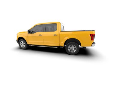 Beyaz arka planda sarı kamyonet