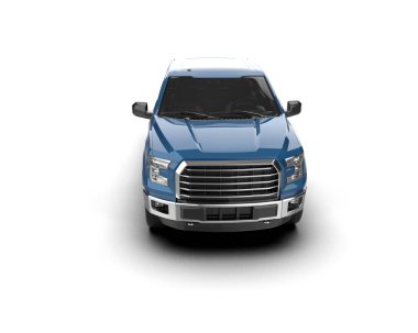 mavi modern araba - ön görünüm - 3 boyutlu illüstrasyon