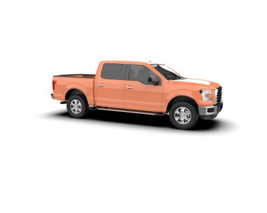 Turuncu renkli bir kamyonet. 3d oluşturma