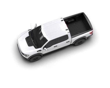 Beyaz SUV arka planda izole edildi. 3d oluşturma