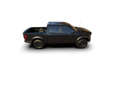 Siyah kamyonet beyaz arka planda izole edilmiş. 3d illüstrasyon