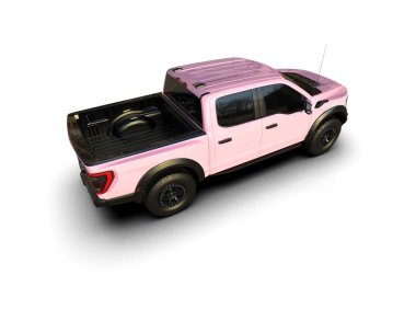 Pickup truck isolated on white background. 3d rendering - illustration