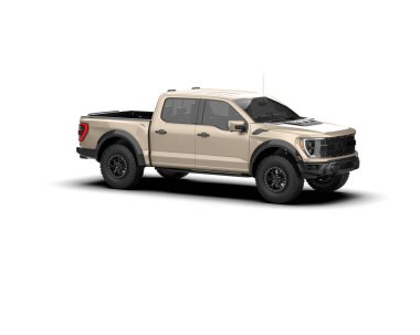 Pickup truck isolated on white background. 3d rendering - illustration