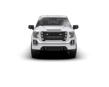 Beyaz arka planı olan beyaz bir pikap. 3 boyutlu..