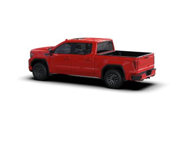 Kırmızı renkli bir kamyonet. 3d oluşturma