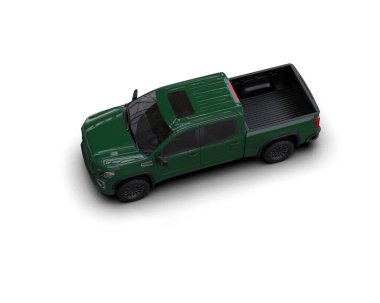 Stüdyoda beyaz arkaplanda izole edilmiş yeşil bir kamyonet simgesi.