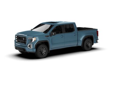 boş bir alanı olan modern mavi kamyon - yan görünümü