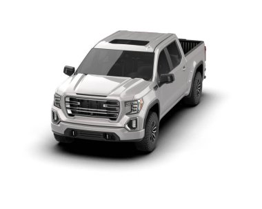 Pickup truck isolated on white background. 3d rendering - illustration