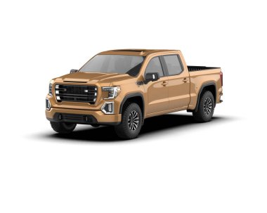 Pickup truck isolated on white background. 3d rendering - illustration