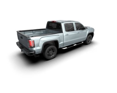 Beyaz arka planda siyah kamyonet. Yan görünüş. 3d oluşturma