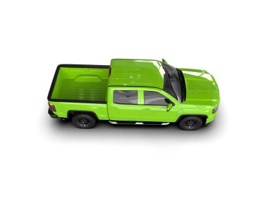 yeşil küçük modern aile minibüsü - uzun gölgeli araba