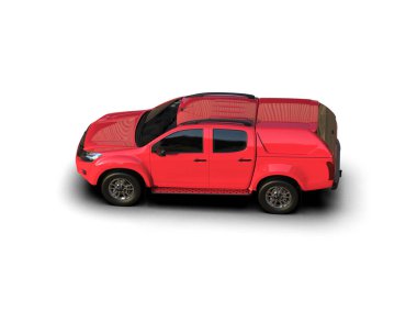 kırmızı araba beyaz arkaplanda izole edildi