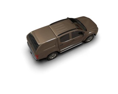 Kahverengi araba beyazda izole edilmiş. 3d illüstrasyon