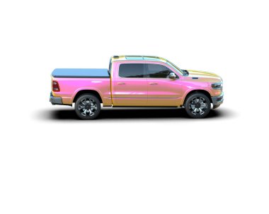 Pickup truck isolated on white background. 3d rendering - illustration