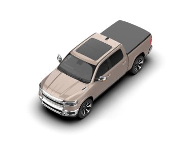 Pickup truck isolated on white background. 3d rendering - illustration