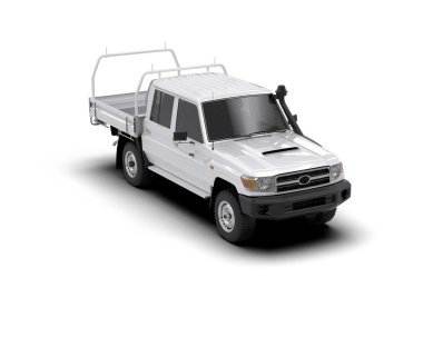 Pickup truck isolated on white background. 3d rendering - illustration
