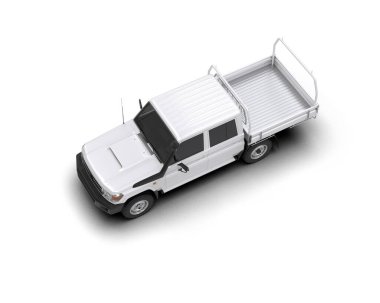 Pickup truck isolated on white background. 3d rendering - illustration