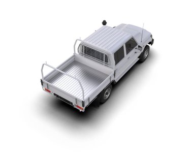 Pickup truck isolated on white background. 3d rendering - illustration