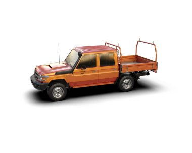 Pickup truck isolated on white background. 3d rendering - illustration