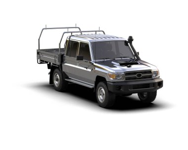 Pickup truck isolated on white background. 3d rendering - illustration