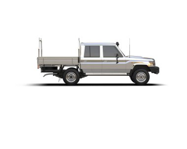 Pickup truck isolated on white background. 3d rendering - illustration