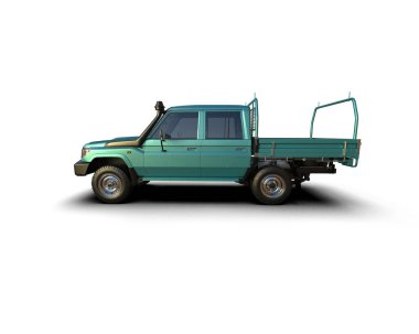 Pickup truck isolated on white background. 3d rendering - illustration