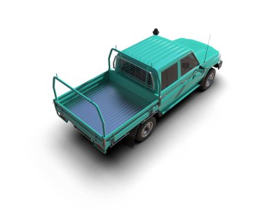 Pickup truck isolated on white background. 3d rendering - illustration