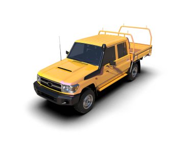 Pickup truck isolated on white background. 3d rendering - illustration