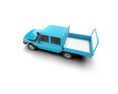 Pickup truck isolated on white background. 3d rendering - illustration