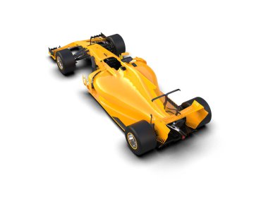 Beyaz arkaplanda sarı yarış arabası