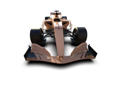 Beyaz arka planı olan altın yarış arabası.