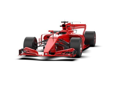 Kırmızı yarış arabası beyaz arka planda izole edilmiş. 3d illüstrasyon