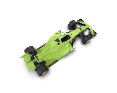 Yeşil yarış arabası beyaz arka planda izole edilmiş. 3d oluşturma