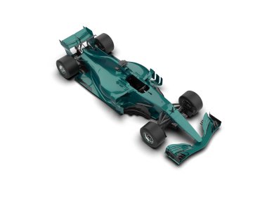 Stüdyoda markalı bir yarış arabasının 3 boyutlu çizimi.