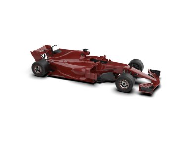 Beyaz arka planda kırmızı yarış arabası