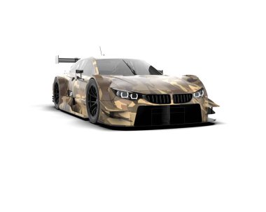 Yarış arabası arka planda izole edilmiş. 3d görüntüleme - illüstrasyon