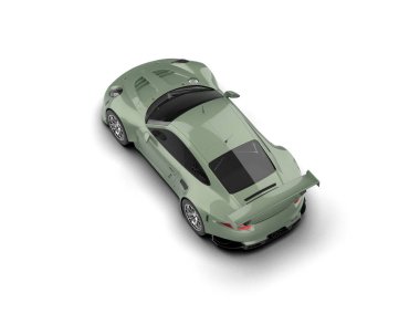 Yeşil spor araba izole edildi. 3d oluşturma