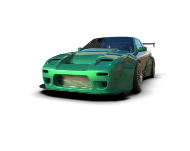 3 boyutlu yeşil spor araba.