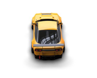 modern sarı spor araba - üst görünüm