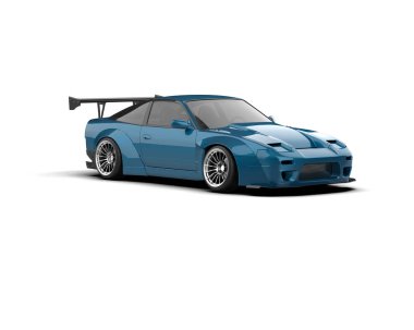 Beyaz arkaplanda mavi araba